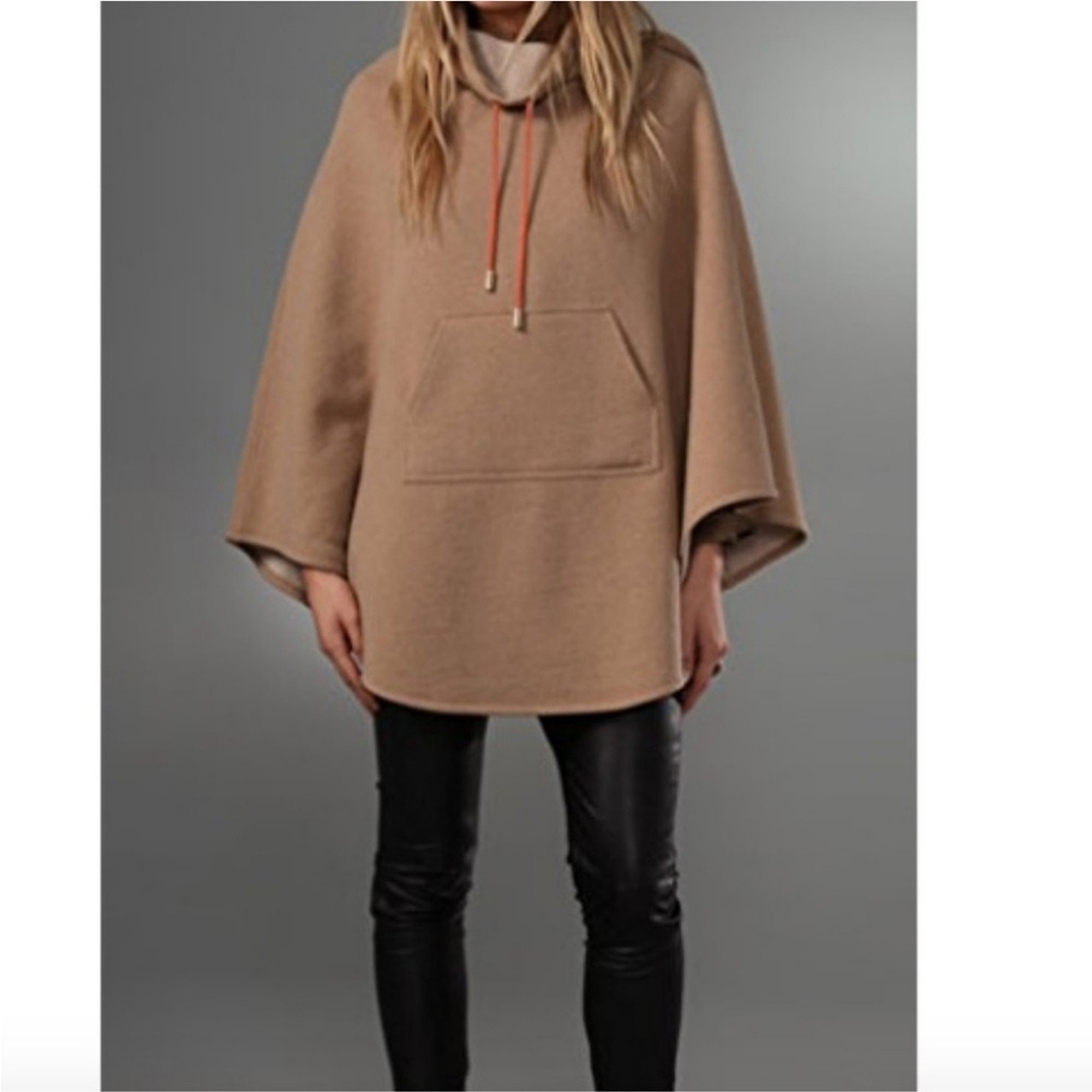 TORY BURCH Women’s Vienna Cowl Neck Wool Blend Double Face Poncho Size M